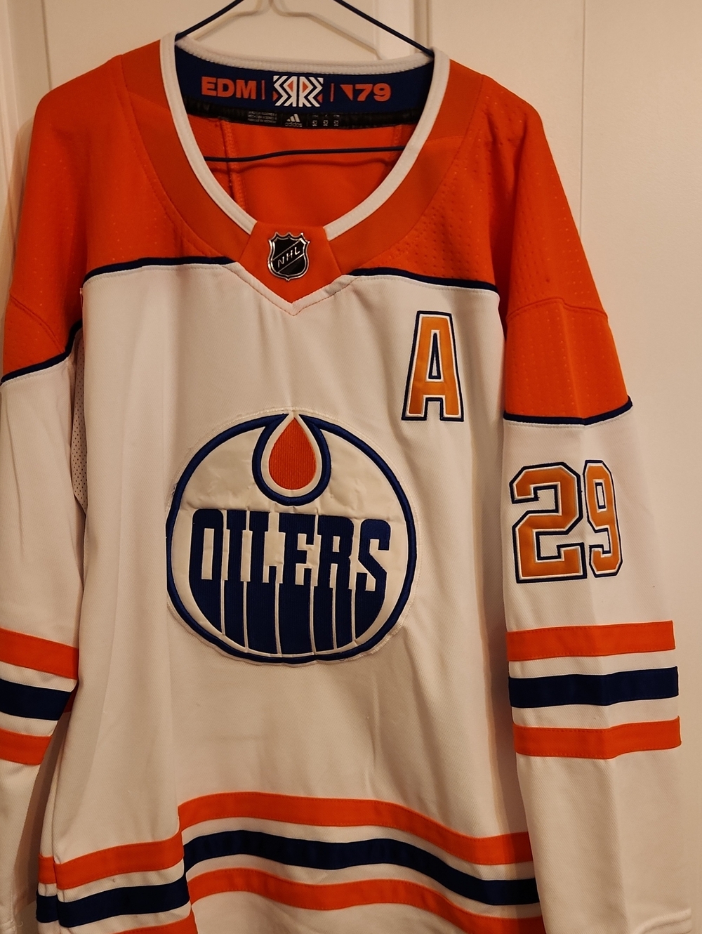 adidas Edmonton Oilers White and Orange NHL Jersey #29